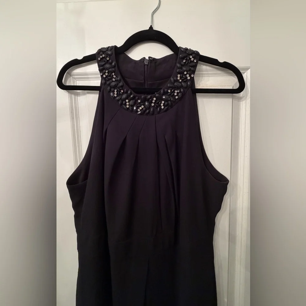 Tahari ASL Jeweled Neck Black Women's Jumpsuit - Picture 4 of 5